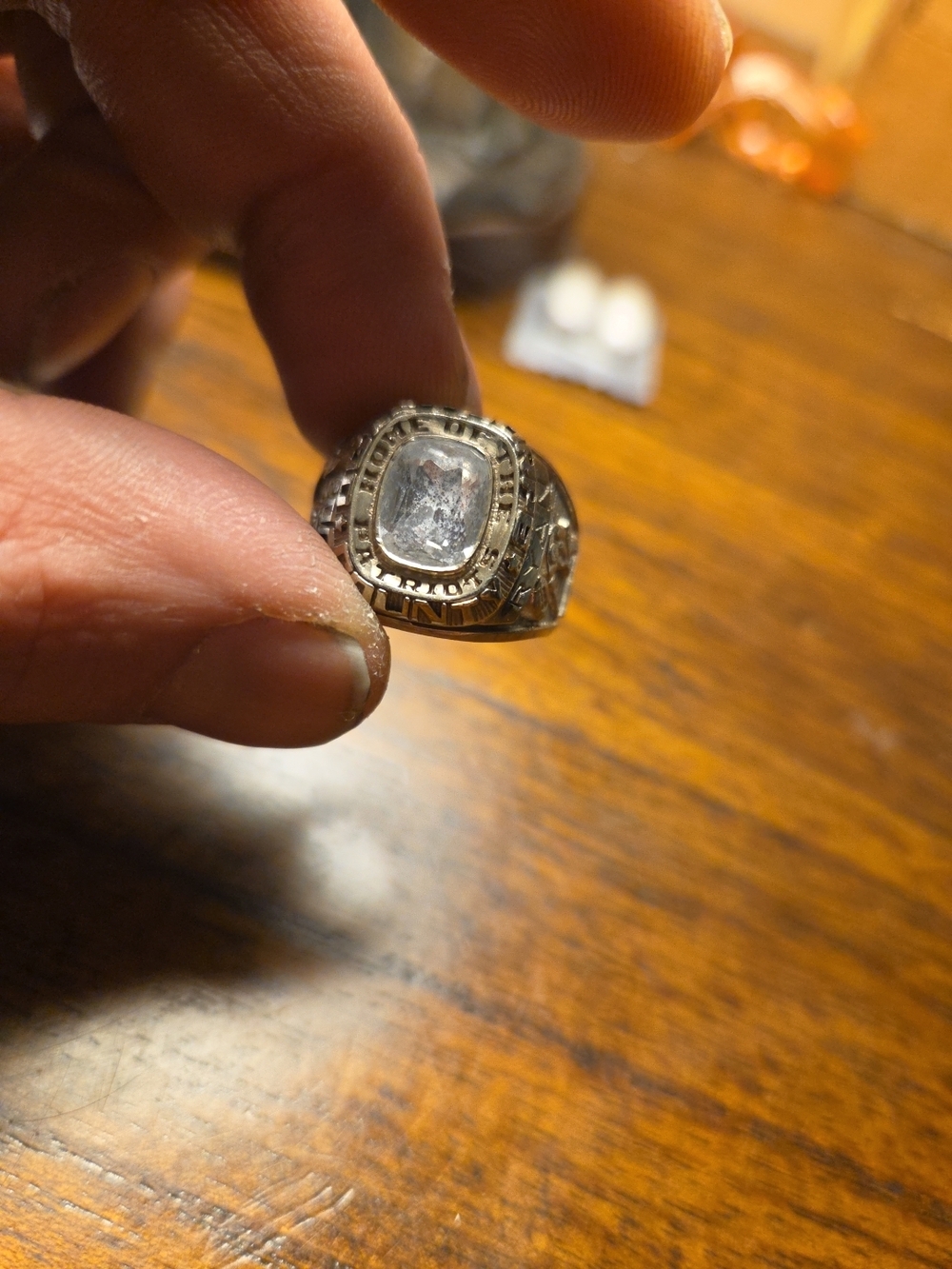 10 Karat White Gold Signet Ring with Crest